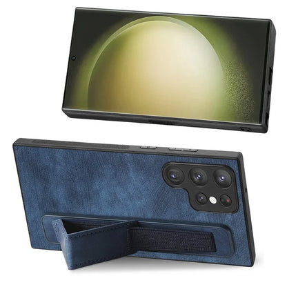 D11 For Samsung Galaxy S23 Ultra Case Retro Leather+TPU Cover with Wristband Kickstand