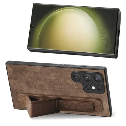 D11 For Samsung Galaxy S23 Ultra Case Retro Leather+TPU Cover with Wristband Kickstand