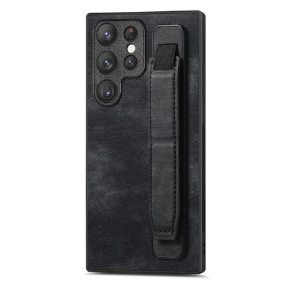 D11 For Samsung Galaxy S23 Ultra Case Retro Leather+TPU Cover with Wristband Kickstand