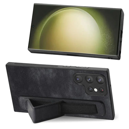 D11 For Samsung Galaxy S23 Ultra Case Retro Leather+TPU Cover with Wristband Kickstand