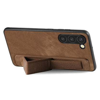 D11 For Samsung Galaxy S23+ Cell Phone Case Anti-scratch PU Leather+TPU Wristband Kickstand Cover