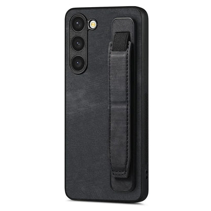 D11 For Samsung Galaxy S23+ Cell Phone Case Anti-scratch PU Leather+TPU Wristband Kickstand Cover