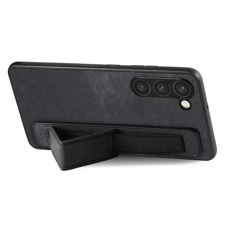 D11 For Samsung Galaxy S23+ Cell Phone Case Anti-scratch PU Leather+TPU Wristband Kickstand Cover
