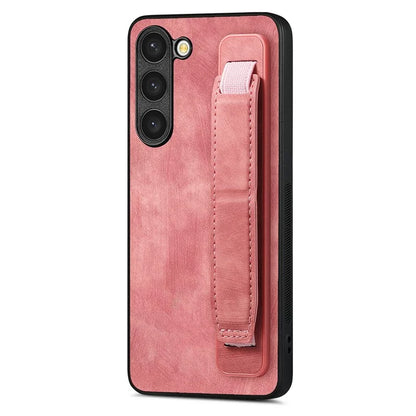 D11 For Samsung Galaxy S23+ Cell Phone Case Anti-scratch PU Leather+TPU Wristband Kickstand Cover
