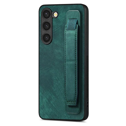 D11 For Samsung Galaxy S23+ Cell Phone Case Anti-scratch PU Leather+TPU Wristband Kickstand Cover
