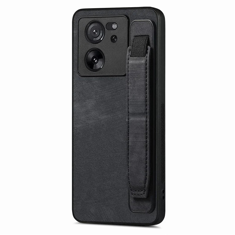 D11 For Xiaomi 13T / 13T Pro Cell Phone Case Vintage PU Leather+TPU Cover with Wristband Design