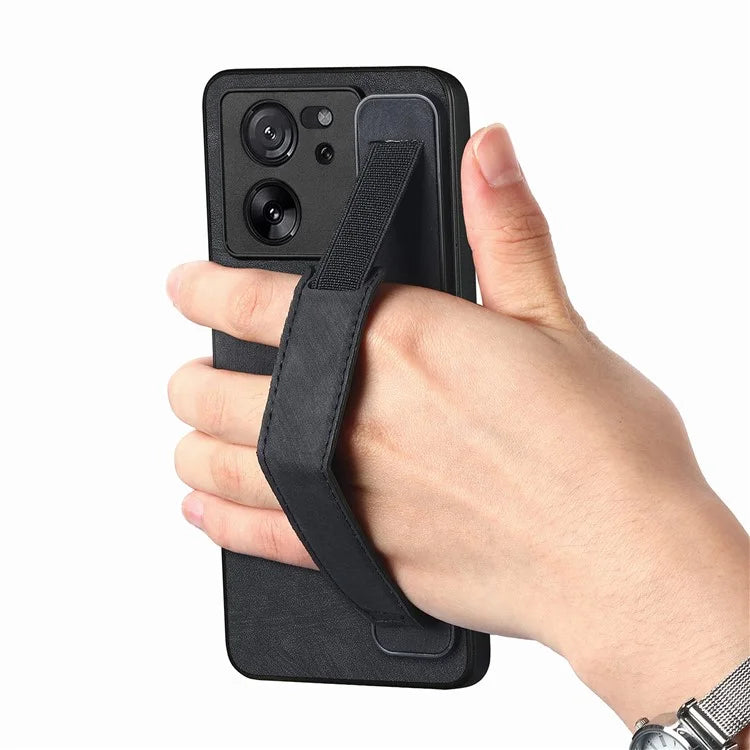 D11 For Xiaomi 13T / 13T Pro Cell Phone Case Vintage PU Leather+TPU Cover with Wristband Design