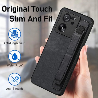 D11 For Xiaomi 13T / 13T Pro Cell Phone Case Vintage PU Leather+TPU Cover with Wristband Design