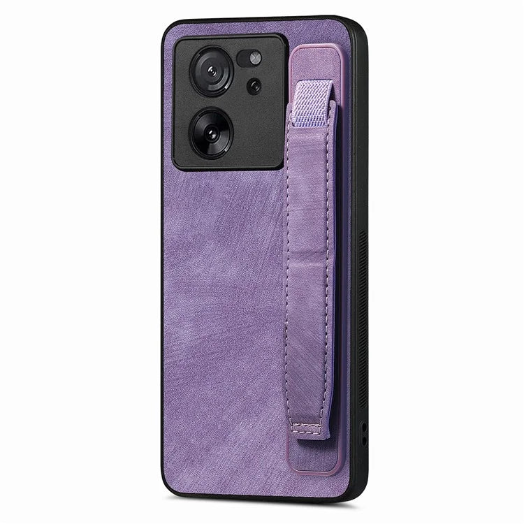 D11 For Xiaomi 13T / 13T Pro Cell Phone Case Vintage PU Leather+TPU Cover with Wristband Design