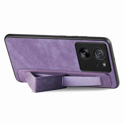 D11 For Xiaomi 13T / 13T Pro Cell Phone Case Vintage PU Leather+TPU Cover with Wristband Design