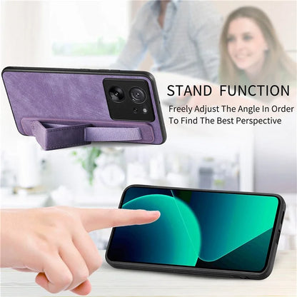 D11 For Xiaomi 13T / 13T Pro Cell Phone Case Vintage PU Leather+TPU Cover with Wristband Design
