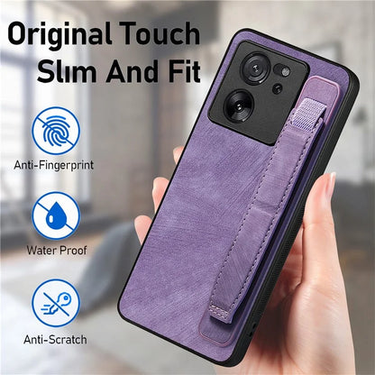 D11 For Xiaomi 13T / 13T Pro Cell Phone Case Vintage PU Leather+TPU Cover with Wristband Design