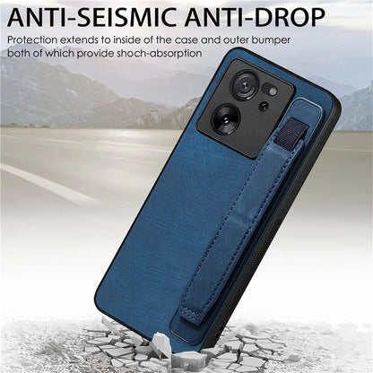 D11 For Xiaomi 13T / 13T Pro Cell Phone Case Vintage PU Leather+TPU Cover with Wristband Design