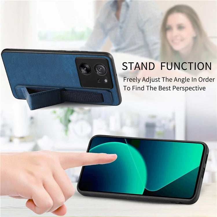 D11 For Xiaomi 13T / 13T Pro Cell Phone Case Vintage PU Leather+TPU Cover with Wristband Design