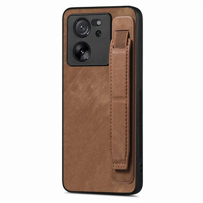 D11 For Xiaomi 13T / 13T Pro Cell Phone Case Vintage PU Leather+TPU Cover with Wristband Design