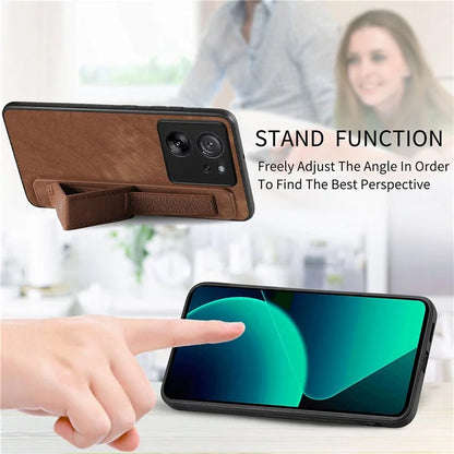 D11 For Xiaomi 13T / 13T Pro Cell Phone Case Vintage PU Leather+TPU Cover with Wristband Design