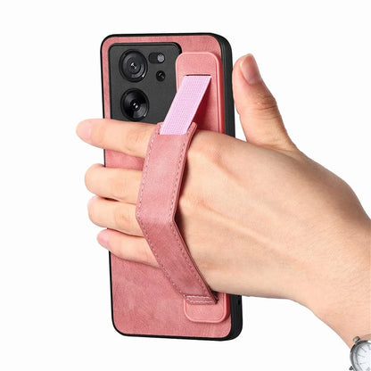 D11 For Xiaomi 13T / 13T Pro Cell Phone Case Vintage PU Leather+TPU Cover with Wristband Design