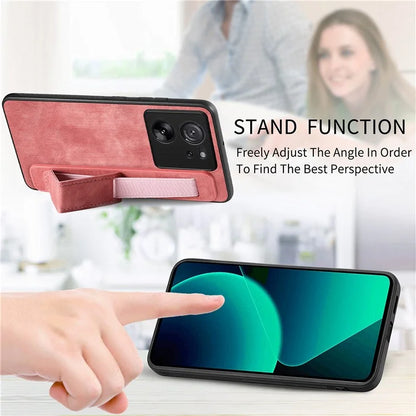 D11 For Xiaomi 13T / 13T Pro Cell Phone Case Vintage PU Leather+TPU Cover with Wristband Design