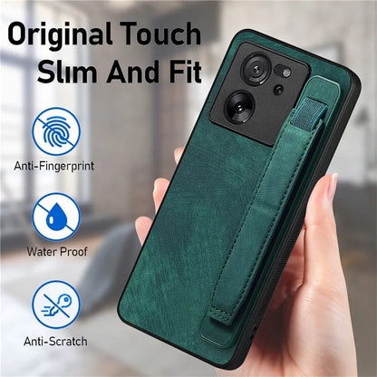 D11 For Xiaomi 13T / 13T Pro Cell Phone Case Vintage PU Leather+TPU Cover with Wristband Design