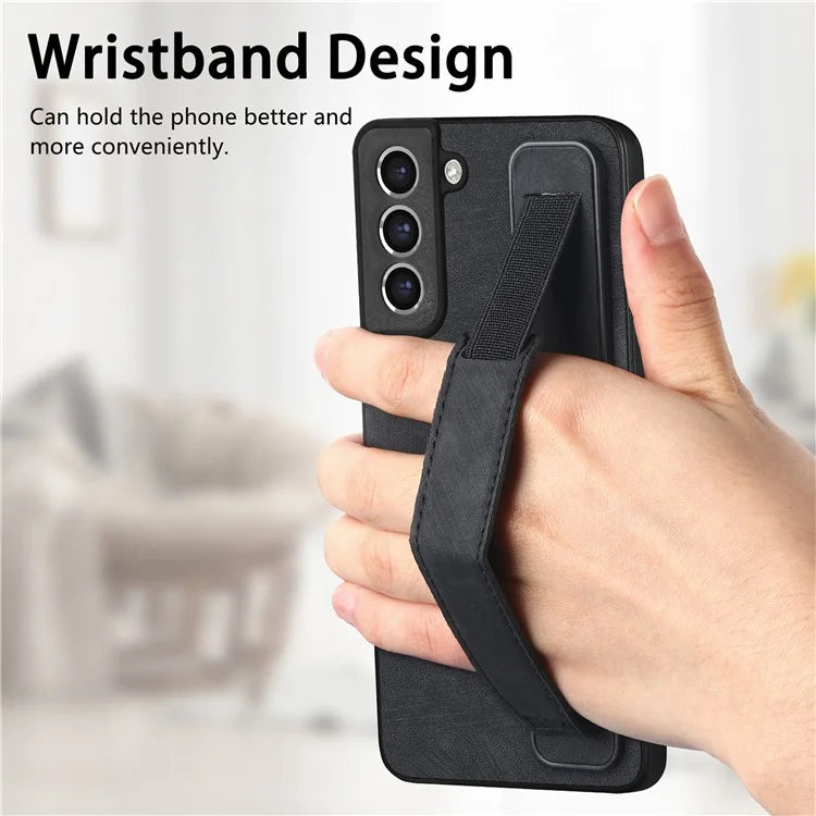 D11 For Samsung Galaxy S21 FE 5G Phone Case Wristband Kickstand Leather Back Cover