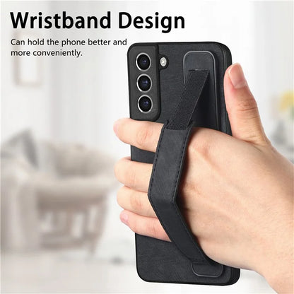 D11 For Samsung Galaxy S21 FE 5G Phone Case Wristband Kickstand Leather Back Cover