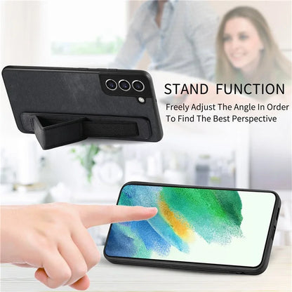 D11 For Samsung Galaxy S21 FE 5G Phone Case Wristband Kickstand Leather Back Cover