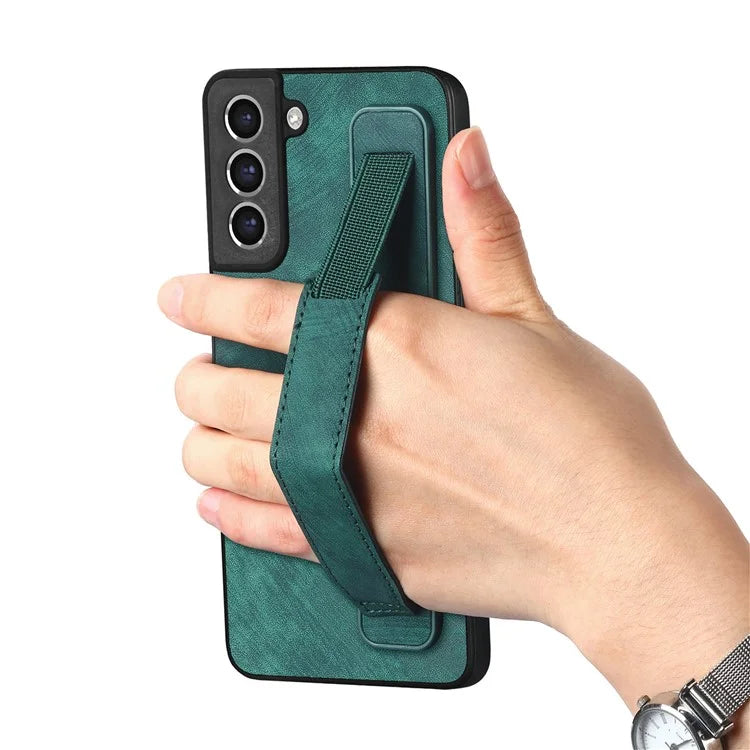 D11 For Samsung Galaxy S21 FE 5G Phone Case Wristband Kickstand Leather Back Cover