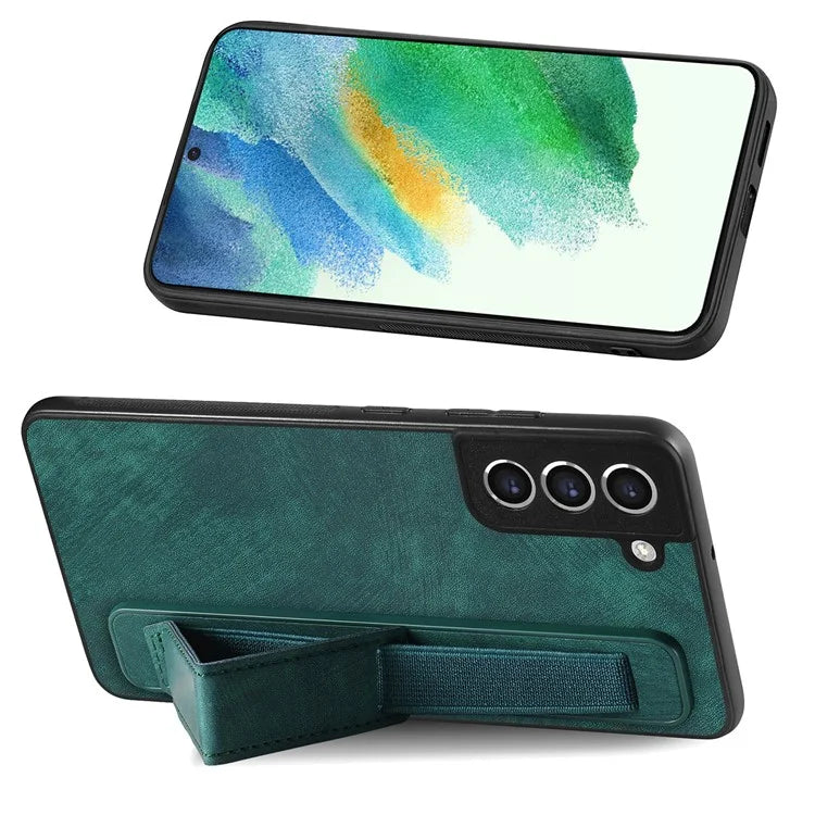 D11 For Samsung Galaxy S21 FE 5G Phone Case Wristband Kickstand Leather Back Cover