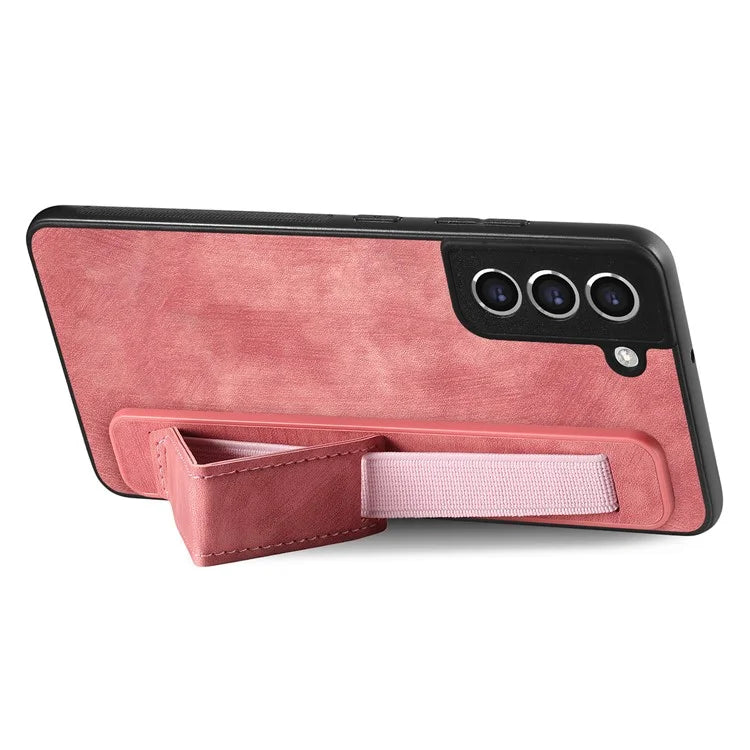 D11 For Samsung Galaxy S21 FE 5G Phone Case Wristband Kickstand Leather Back Cover