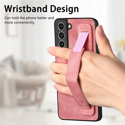 D11 For Samsung Galaxy S21 FE 5G Phone Case Wristband Kickstand Leather Back Cover