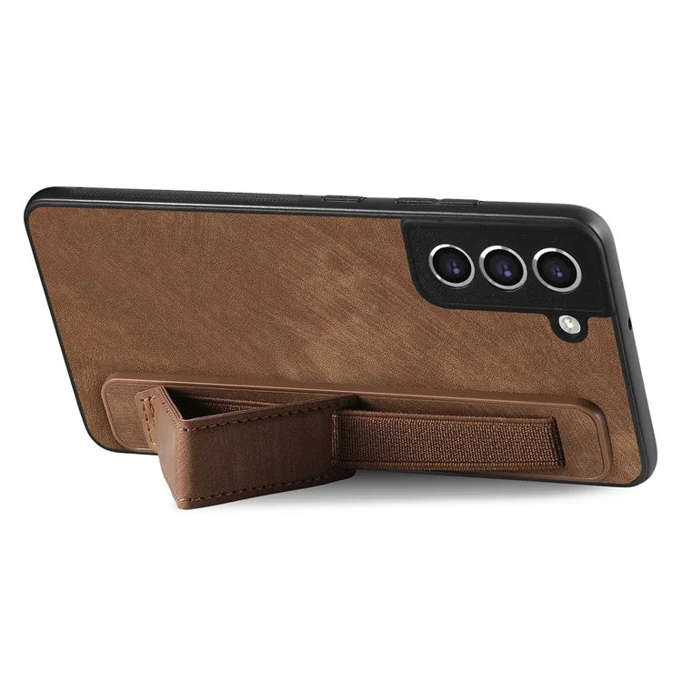 D11 For Samsung Galaxy S21 FE 5G Phone Case Wristband Kickstand Leather Back Cover