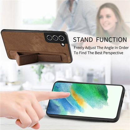 D11 For Samsung Galaxy S21 FE 5G Phone Case Wristband Kickstand Leather Back Cover