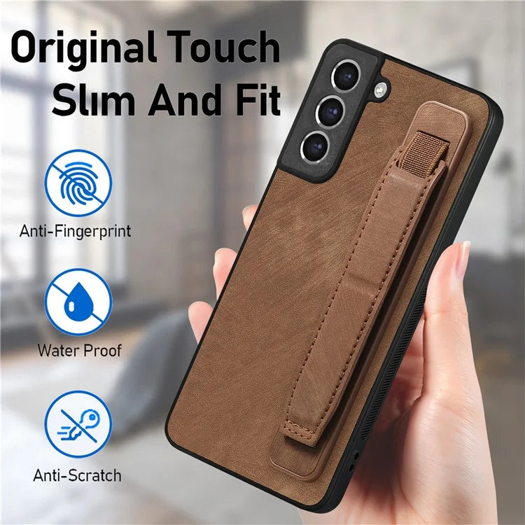 D11 For Samsung Galaxy S21 FE 5G Phone Case Wristband Kickstand Leather Back Cover