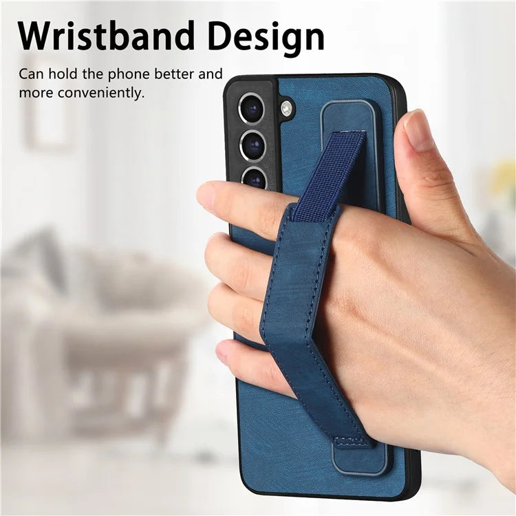 D11 For Samsung Galaxy S21 FE 5G Phone Case Wristband Kickstand Leather Back Cover