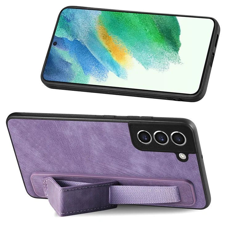 D11 For Samsung Galaxy S21 FE 5G Phone Case Wristband Kickstand Leather Back Cover