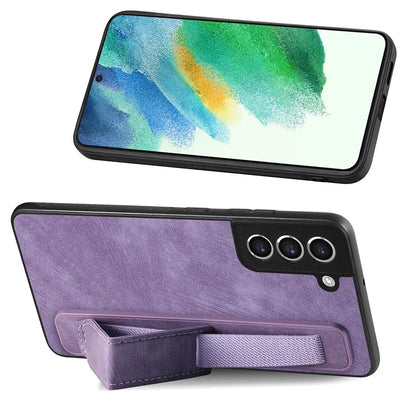 D11 For Samsung Galaxy S21 FE 5G Phone Case Wristband Kickstand Leather Back Cover