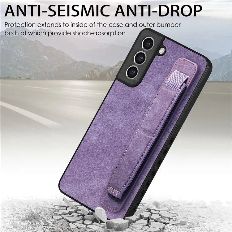 D11 For Samsung Galaxy S21 FE 5G Phone Case Wristband Kickstand Leather Back Cover