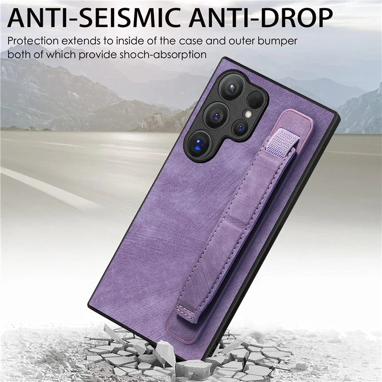 D11 For Samsung Galaxy S24 Ultra Case Vintage PU Leather+TPU Phone Guard Cover