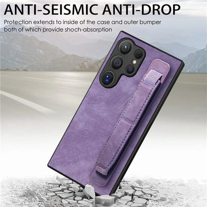 D11 For Samsung Galaxy S24 Ultra Case Vintage PU Leather+TPU Phone Guard Cover