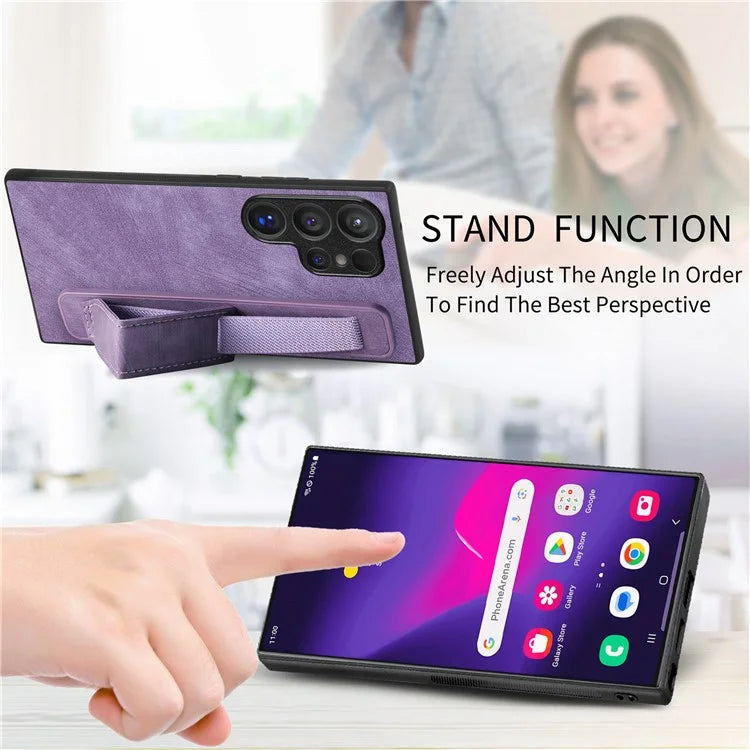 D11 For Samsung Galaxy S24 Ultra Case Vintage PU Leather+TPU Phone Guard Cover