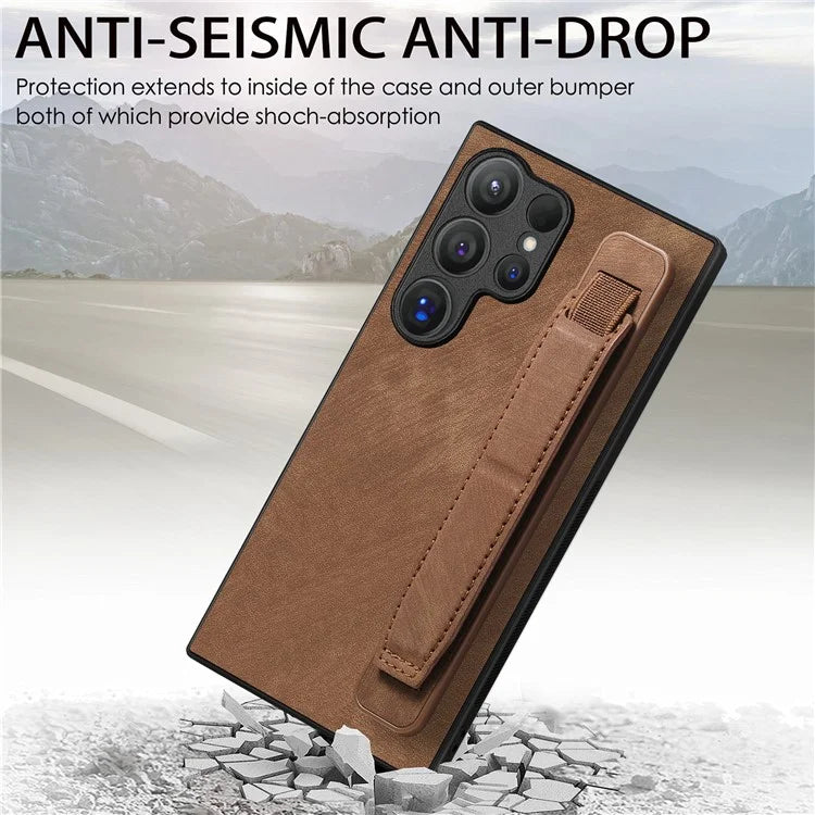 D11 For Samsung Galaxy S24 Ultra Case Vintage PU Leather+TPU Phone Guard Cover