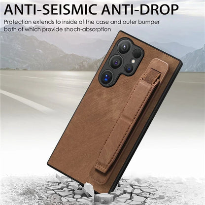 D11 For Samsung Galaxy S24 Ultra Case Vintage PU Leather+TPU Phone Guard Cover