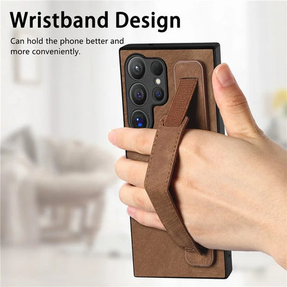 D11 For Samsung Galaxy S24 Ultra Case Vintage PU Leather+TPU Phone Guard Cover