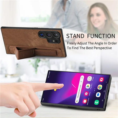 D11 For Samsung Galaxy S24 Ultra Case Vintage PU Leather+TPU Phone Guard Cover