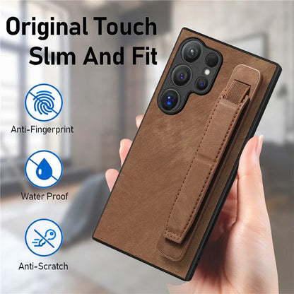 D11 For Samsung Galaxy S24 Ultra Case Vintage PU Leather+TPU Phone Guard Cover