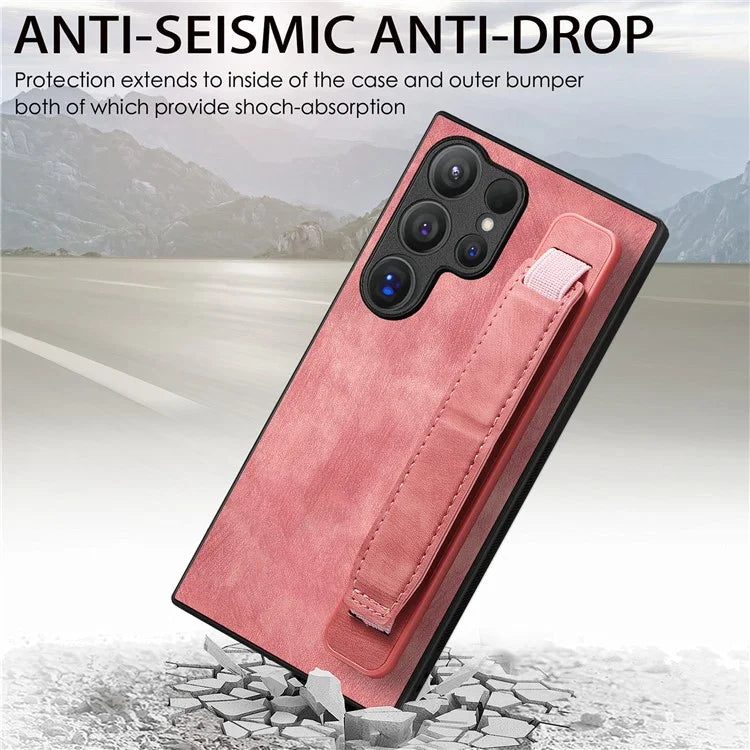 D11 For Samsung Galaxy S24 Ultra Case Vintage PU Leather+TPU Phone Guard Cover