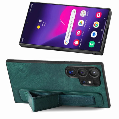 D11 For Samsung Galaxy S24 Ultra Case Vintage PU Leather+TPU Phone Guard Cover