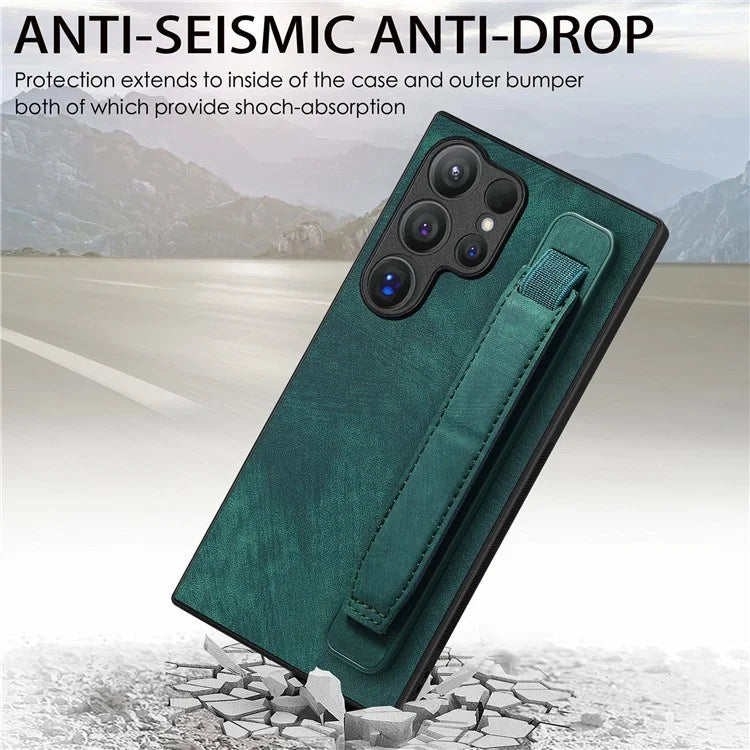 D11 For Samsung Galaxy S24 Ultra Case Vintage PU Leather+TPU Phone Guard Cover
