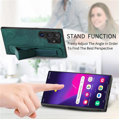 D11 For Samsung Galaxy S24 Ultra Case Vintage PU Leather+TPU Phone Guard Cover