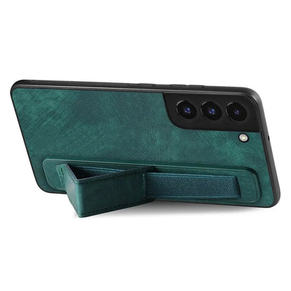 D11 For Samsung Galaxy S22 5G Leather Case Vintage Wristband Kickstand Phone Guard Cover